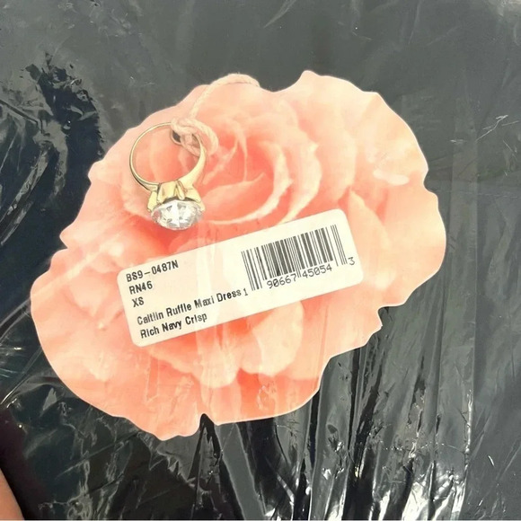 Show Me Your Mumu Caitlin Ruffle Maxi Dress in Rich Navy Crisp Blue Size XS - Picture 6 of 10